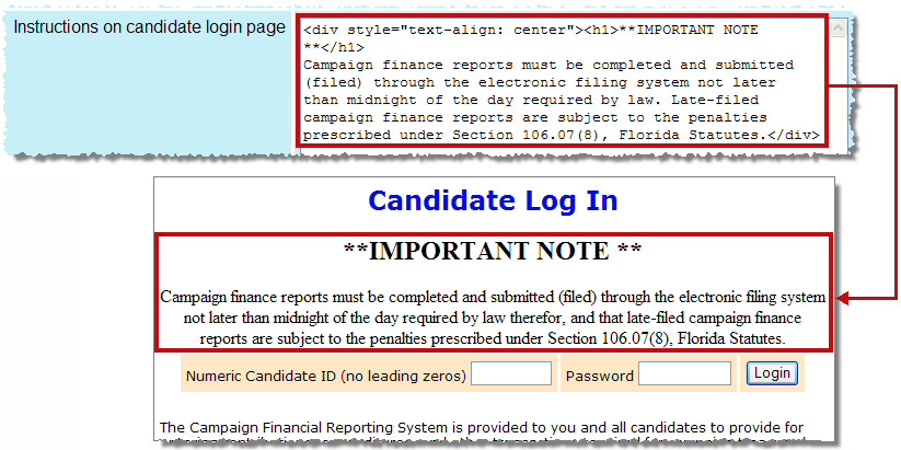 Link to Candidate Login Page instructions